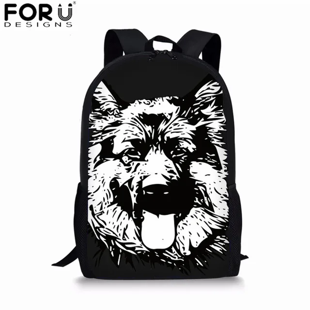 Z4124C FORUDESIGNS рюкзак немецкой овчарки, сумка для мальчика, Мужская Черная Дорожная ортопедическая школьная сумка, рюкзак для подростка - Цвет: Z4124C