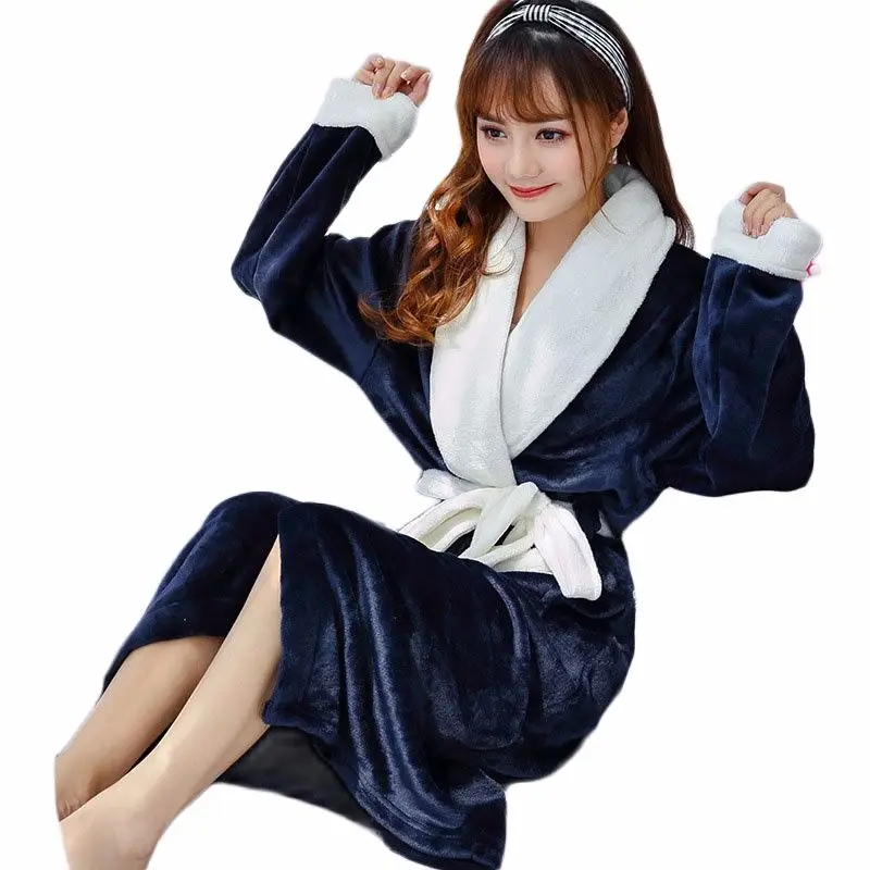 Зимняя женская ночная рубашка фланелевый большой кардиган с отворотом