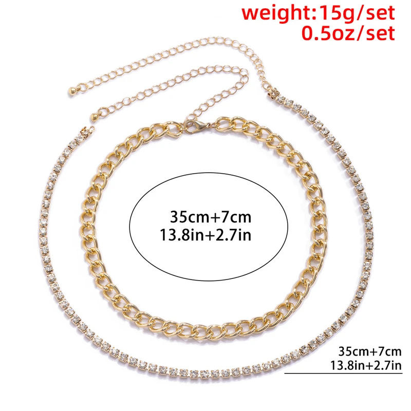 

Ailodo Minimalist Multilayer Punk Necklace For Women Gold Silver Color Thick Link Crystal Chain Chokers Necklace Fashion Jewelry