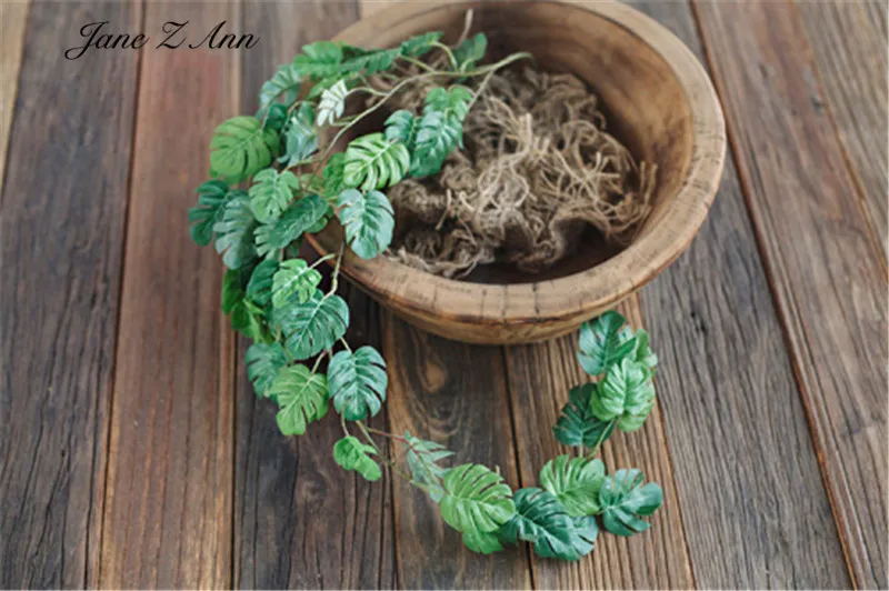 Mori green leaf-enredaderas multicarne, ramas de vid, plantas verdes, simulaci&oacute;n de flores de pl&aacute;stico, accesorios de fotograf&iacute;a para beb&eacute;s y reci&eacute;n nacidos-2