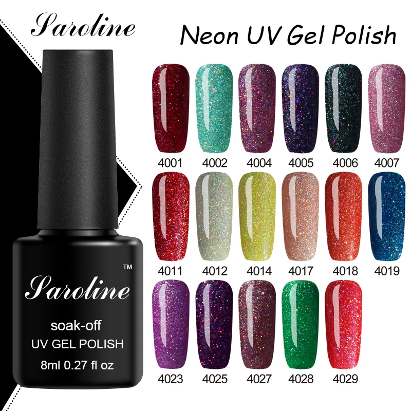 Неоновый УФ Гель лак для ногтей набор в цветах радуги полуперманентный Сияющий