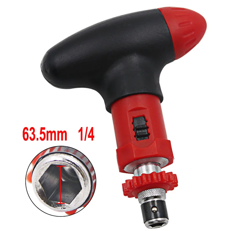 

1PC Manual T-type Ratchet Screwdriver Quick Bolt Driver Batch 6.35mm Can Rotate Forward Reverse