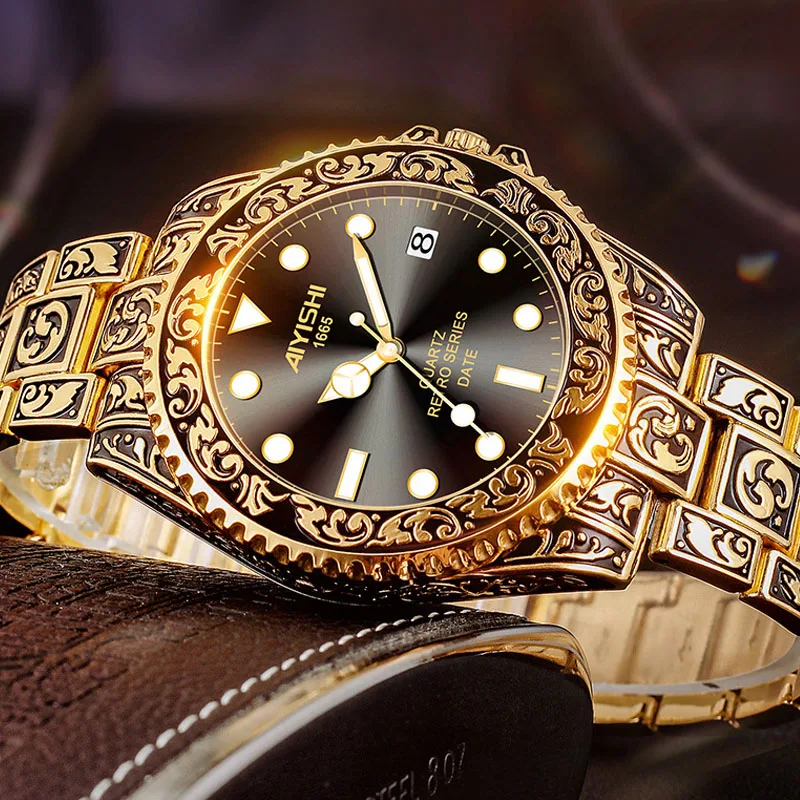 Часы наручные мужские кварцевые брендовые Роскошные модные водостойкие до 30 атм
