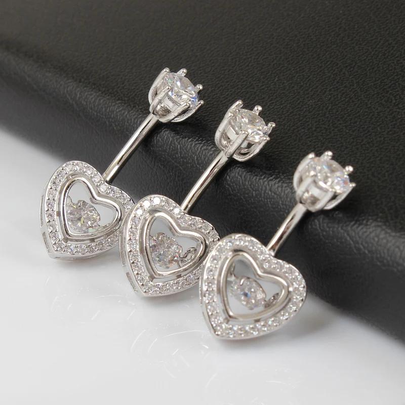 Кольцо из стерлингового серебра 925 пробы в форме сердца с кубическим цирконием на