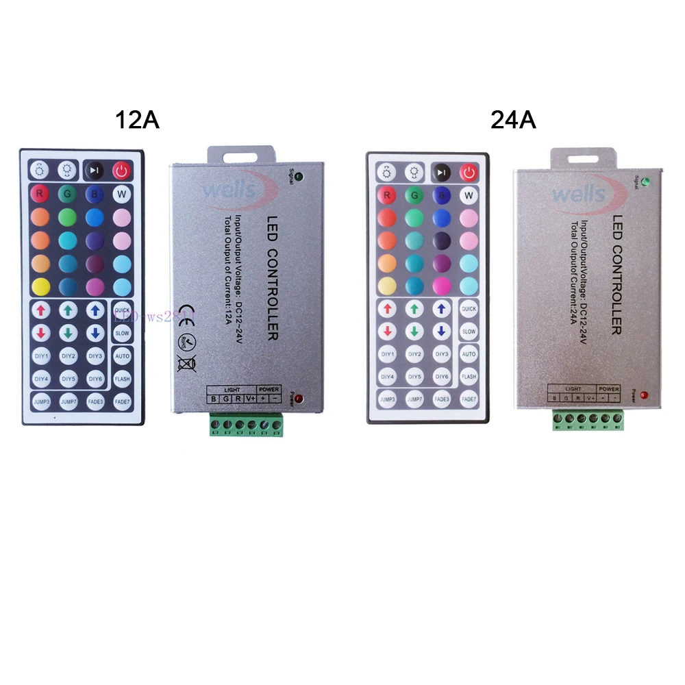 

DC12V-24V 12A 24A LED Controller 44key IR wireles Remote Controller IR Dimmer for 3528 5050 RGB led strip lights