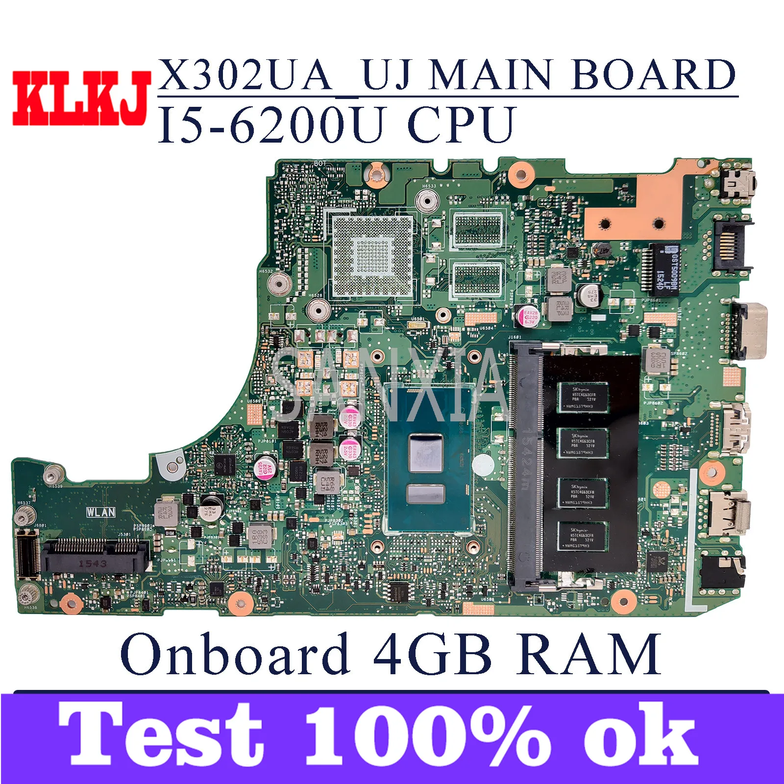 

KLKJ X302UA_UJ материнская плата для ноутбука ASUS X302UA X302UJ X302UV оригинальная материнская плата бортовой 4GB-RAM I5-6200U GM