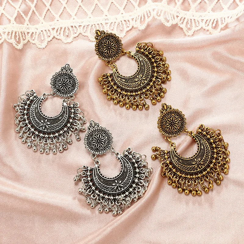 GTQ металлическая кисточка Jhumka индийские этнические болливудские висячие серьги