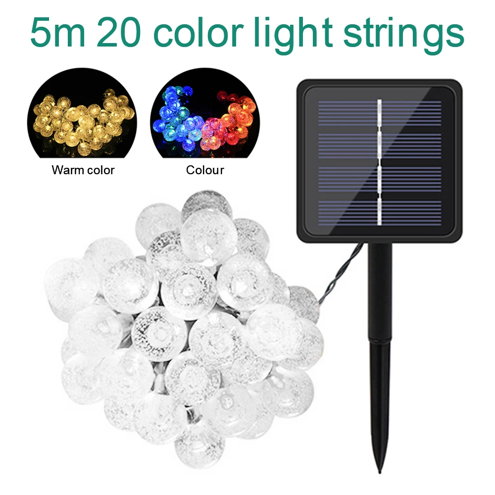 

20 LEDS Crystal ball 5M Solar Lamp Power LED String Fairy Lights Solar Garlands Garden Christmas Party Outdoor Decor