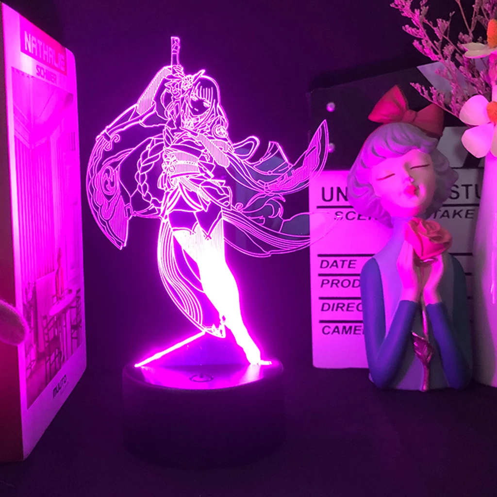 

Genshin Impact Anime Night Light Tartaglia Shenhe Game Figure Demon Slayer Led Lamp Base And Acrylic Board Are Sold Separately