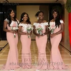 Розовый платье подружки невесты es 2021 Русалка Кружева Аппликация из эластичной ткани в африканском стиле; Платье подружки невесты размера плюс для женщин на свадьбу