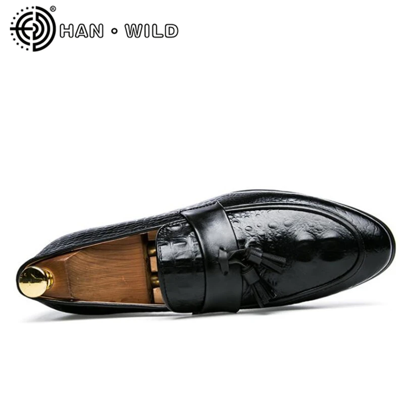 Туфли мужские классические с кисточками Мокасины без застежки итальянские