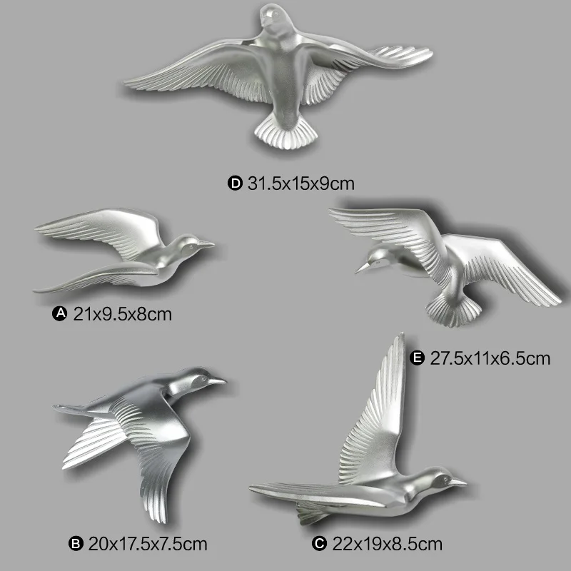 Серебристый 5 шт./компл. Творческий 3D смола птица украшение дома Декор стены наклейки украшения мебели голубь мира для европейских талисман - Цвет: Серебристый