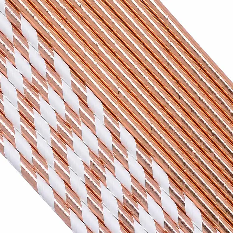 Набор одноразовой посуды из розового золота чашка полосатая соломенная салфетка