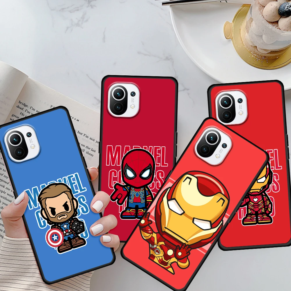 

Avengers Marvel hero cartoon For Xiaomi Mi 11T 10T 11 10 Ultra Lite Note10 9 9T SE 8 Pro A3 5G Silicone Black Phone Case
