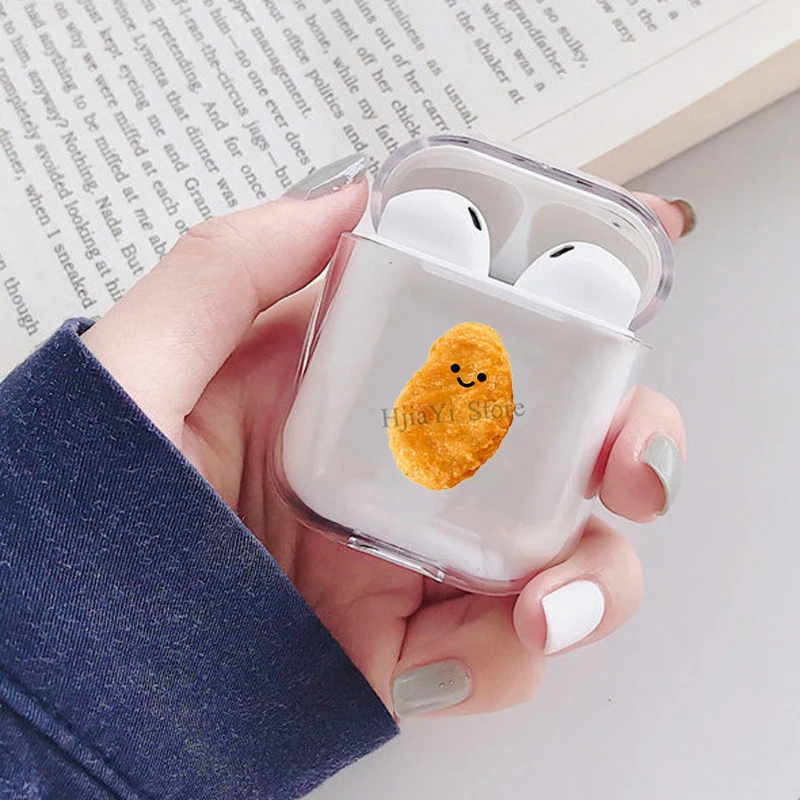 

Забавный улыбка для куриных наггетсов Мягкий чехол из ТПУ для Apple AirPods 2 прозрачных отделения наушники чехол для переноски 1 принципиально Ка...