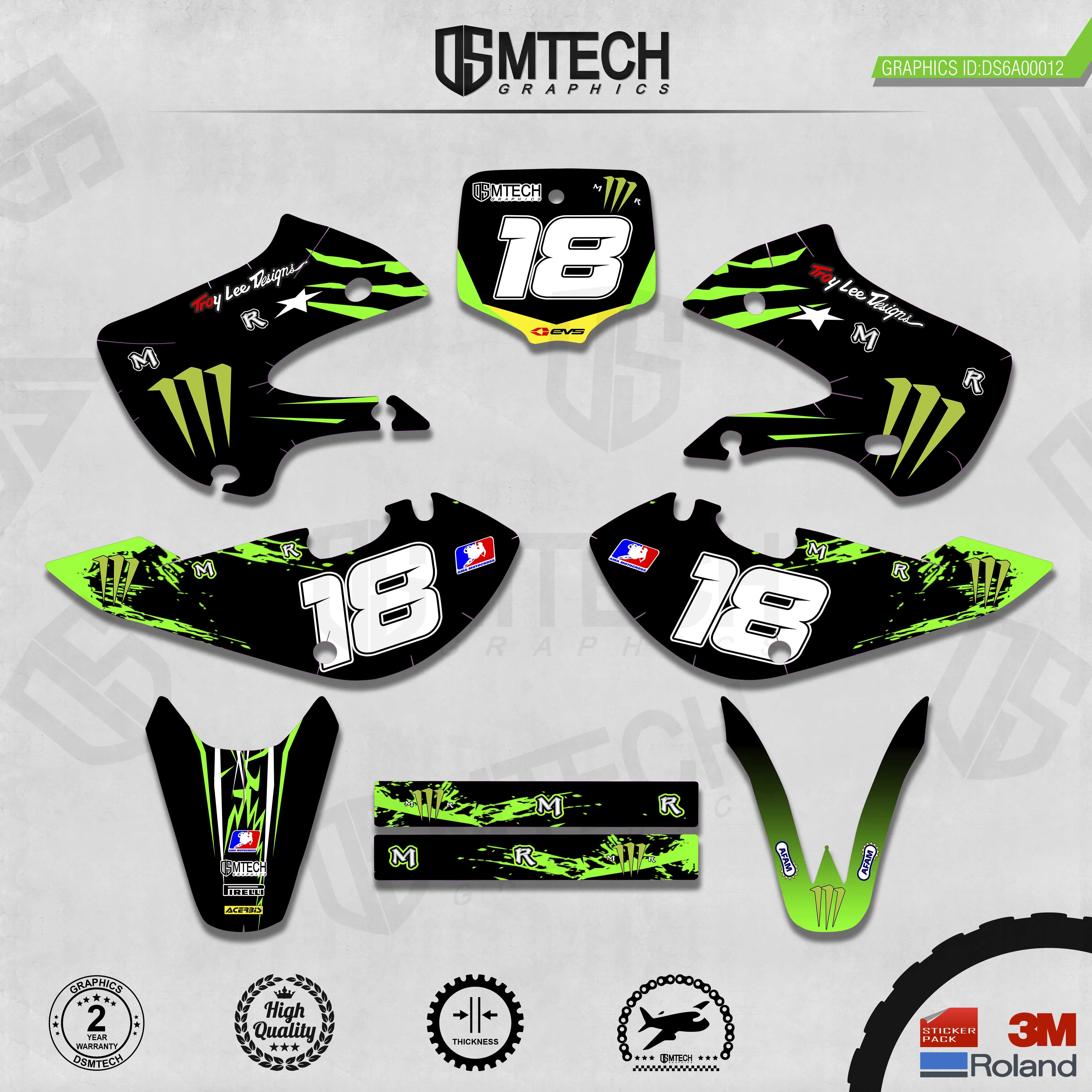 DSMTECH Customized Team Graphics Backgrounds Decals 3M Custom Stickers For KAWASAKI  2000-2020 KX65 012