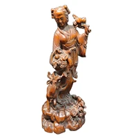 chinese carved wood buddha statue vintage wooden quan kwan yin statue carvings statuette femme decoration