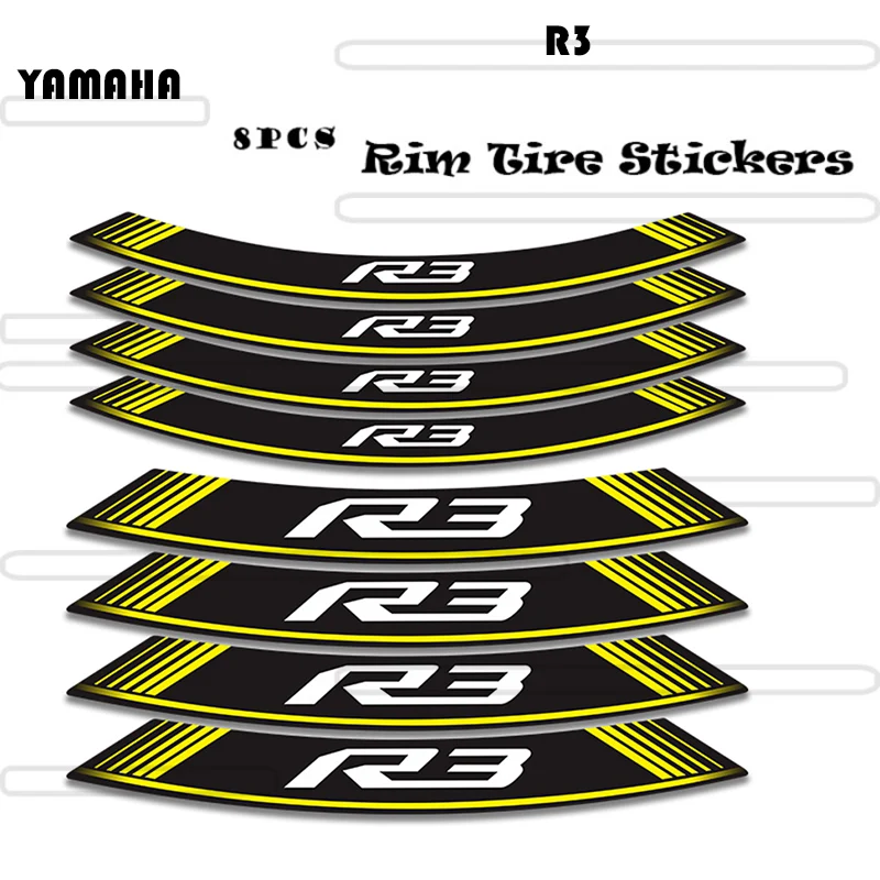 

New Sale Motorcycle Front and Rear Wheel Rim Edge Sticker Decal Emblem MotorBike Refit Decoration decals For YAMAHA R3 R 3