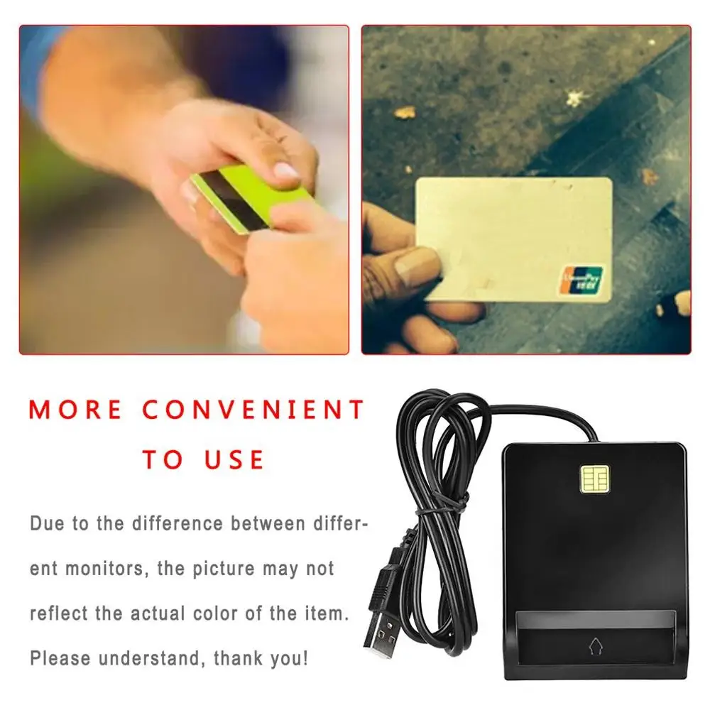

Portable CAC USB External sim Smart Card Reader Support Memory Card CAC ID ATM SMAPI IC for Windows 7 8 10 Linux OS