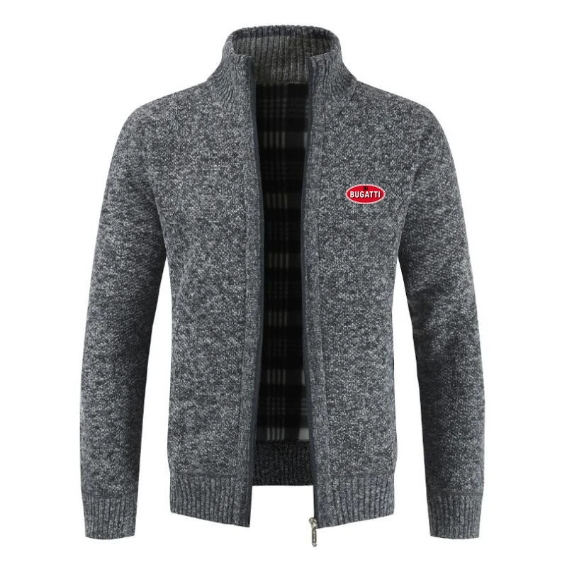 

BUGATTI car LOGO men's business casual sweater cardigan men's slim knit sweater zipper sweater coat autumn and winter