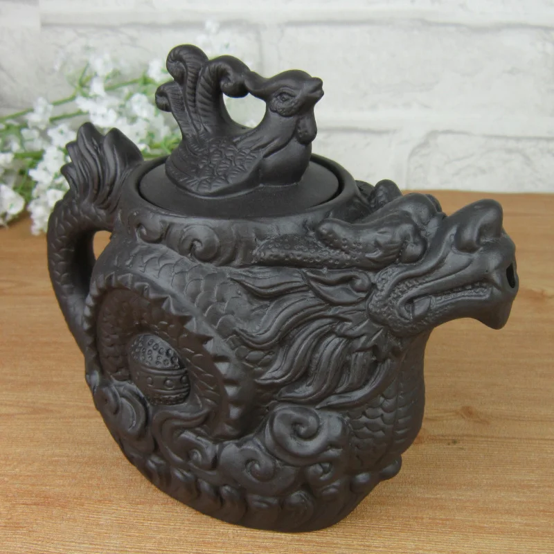 Подлинный чайный горшок Yixing Dragon And Phoenix большой емкости сервиз из фиолетовой