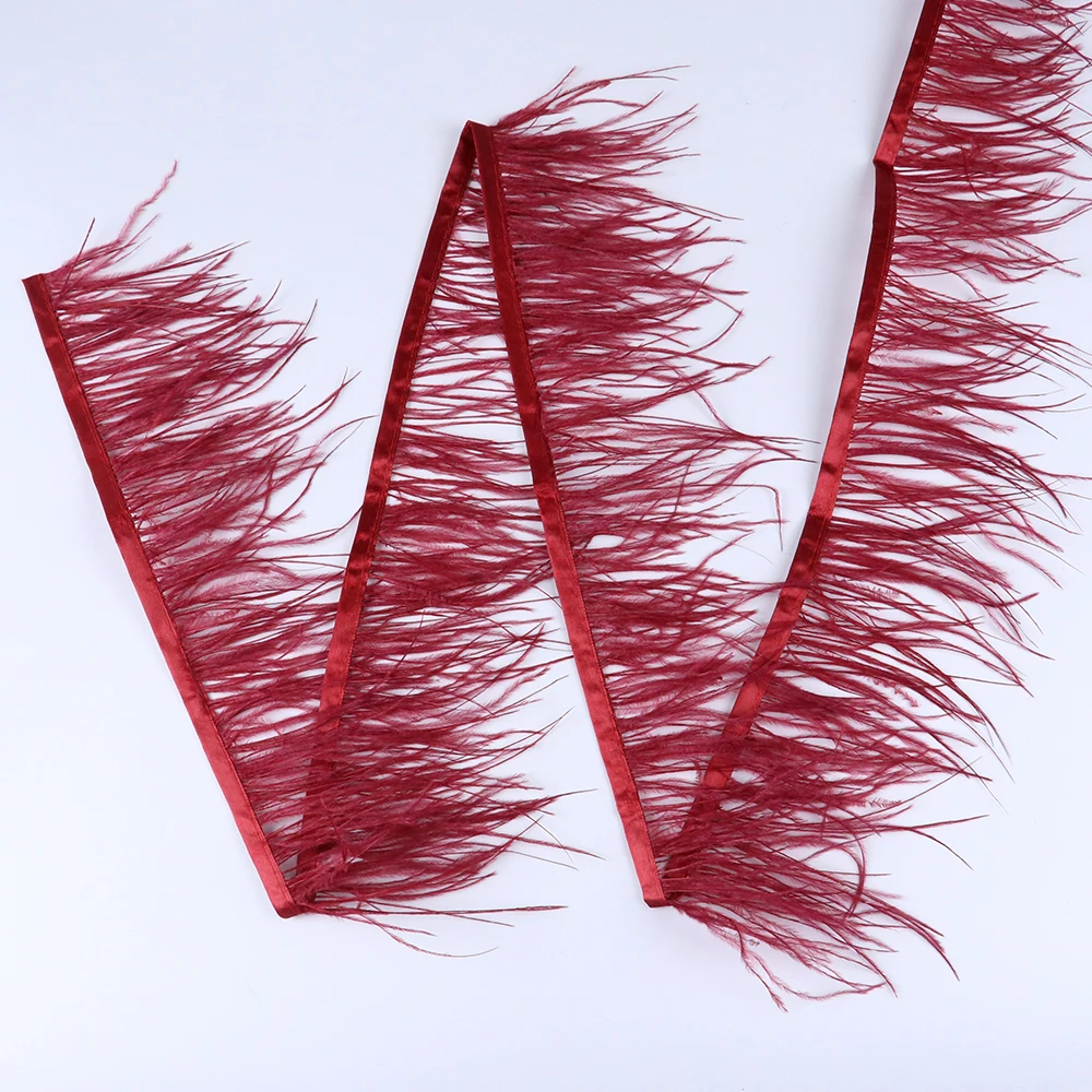 

1Meter Dyed Ostrich Feathers Trim Dress Decoration Sewing Carnival Clothes Needlework Accessory Plumes Ribbon For Crafts 8-10CM