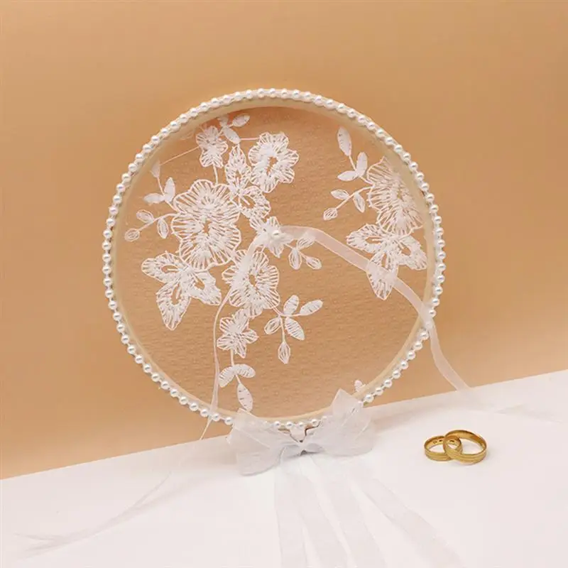 Кружевная подушка в форме кольца элегантная Изысканная с цветком для свадебной