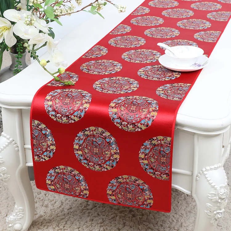 Custom Waterproof Decorative Chinese Extra Long Table Runner Leather Cover Cloth Living Room Dining Tablecloth  Mats