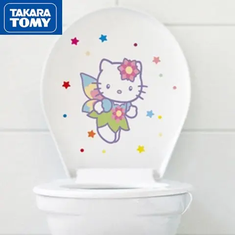

TAKARA TOMY Cute Hello Kitty Sticker Toilet Decoration Sticker Simple Cartoon Creative Wall Sticker Waterproof