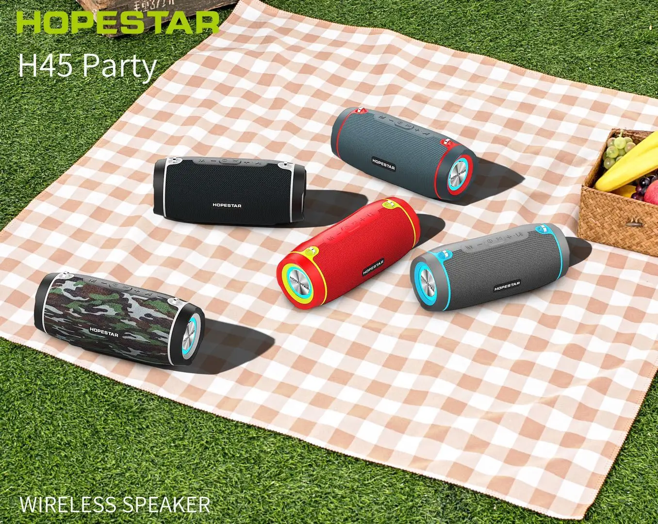 Bluetooth-Колонка HOPESTAR H45 цветная с поддержкой Bluetooth диафрагма для динамика TF-карт