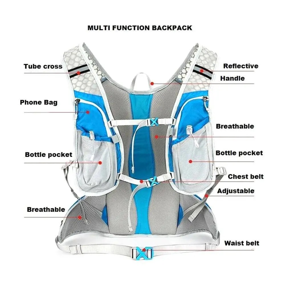 

12L Waterproof Bicycle Backpack MTB Mountain Bike Water Bag Men's Women Nylon Cycling Hiking Camping Running Hydration Backpack