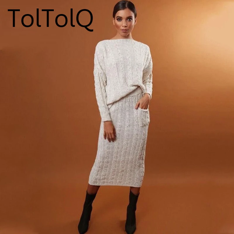 Комплект из 2 предметов свитер бодикон вязаная женская юбка однотонный короткий