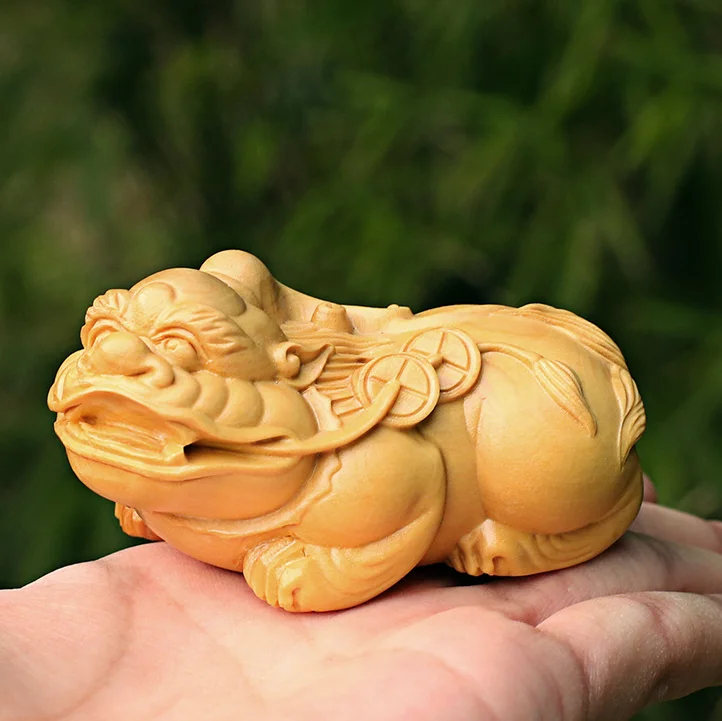 75 мм китайская коробка дерево ручной работы Pixiu Pi Xiu Rui чудовище монета богатства