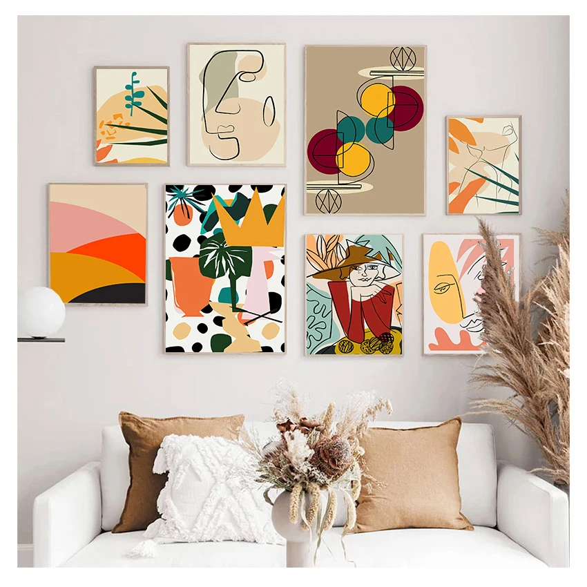 

Geometric Wall Art Canvas Painting Nordic Posters And Prints Wall Pictures For Living Room Decor Abstract Fashion Vintage Girl