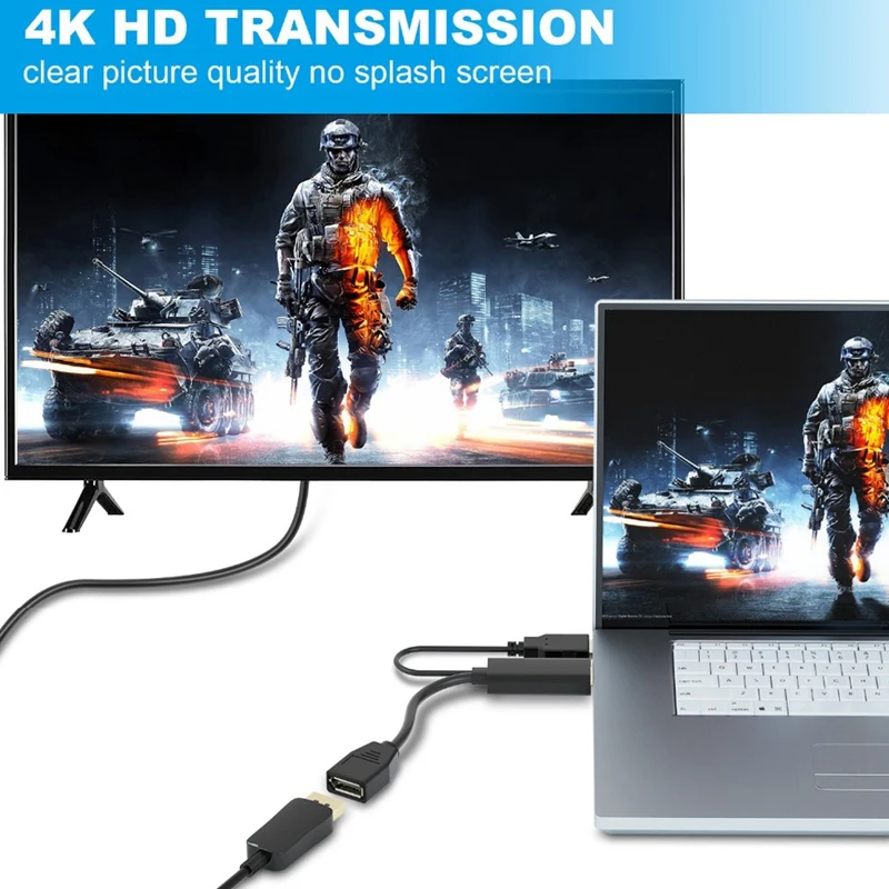 

HDMI to DisplayPort Converter Adapter Cable with USB Power 4K HDMI to DP Adaptor for HDMI Equipped Systems
