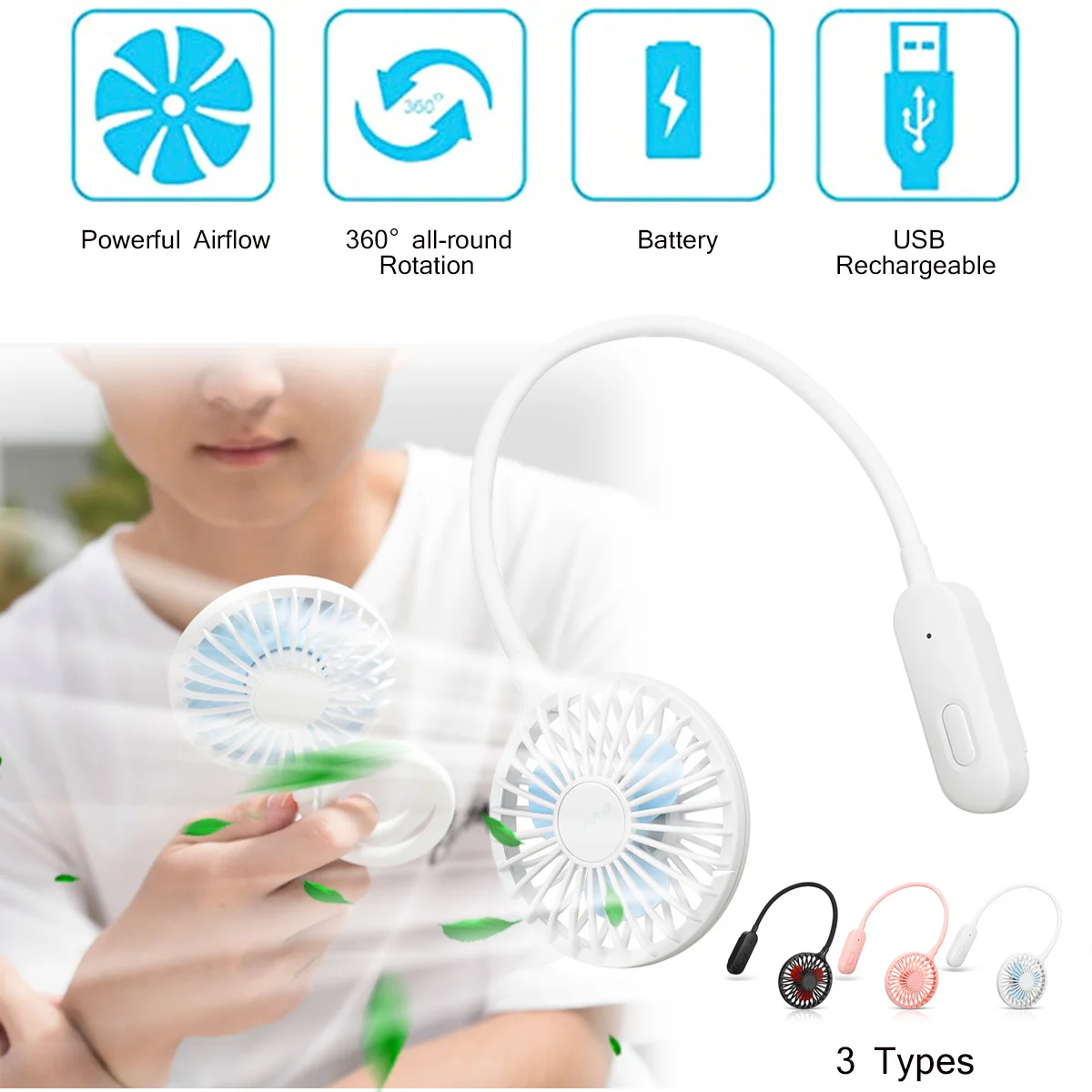 

Mini Fan DC 5V Handheld High Wind Desktop Clip USB Rechargeable 360 Degree Rotation Small Fans Student Dormitory Outdoor