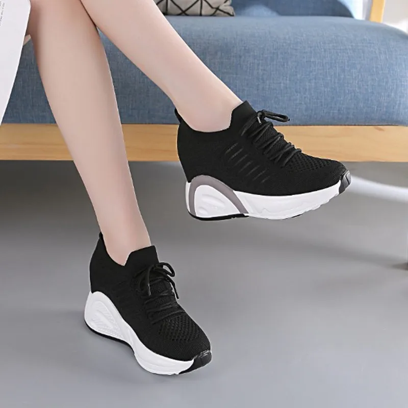 Ladies Shoes with Heels Wedge Sneakers Women Platform Black White Sneaker Woman Fashion   Trainers Women Platform Shoe for Woman