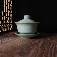gaiwan 4oz kung fu teacup and saucer set cracked glazed porcelain 120ml chinese cup for tea ceramic mug celadons drinkware