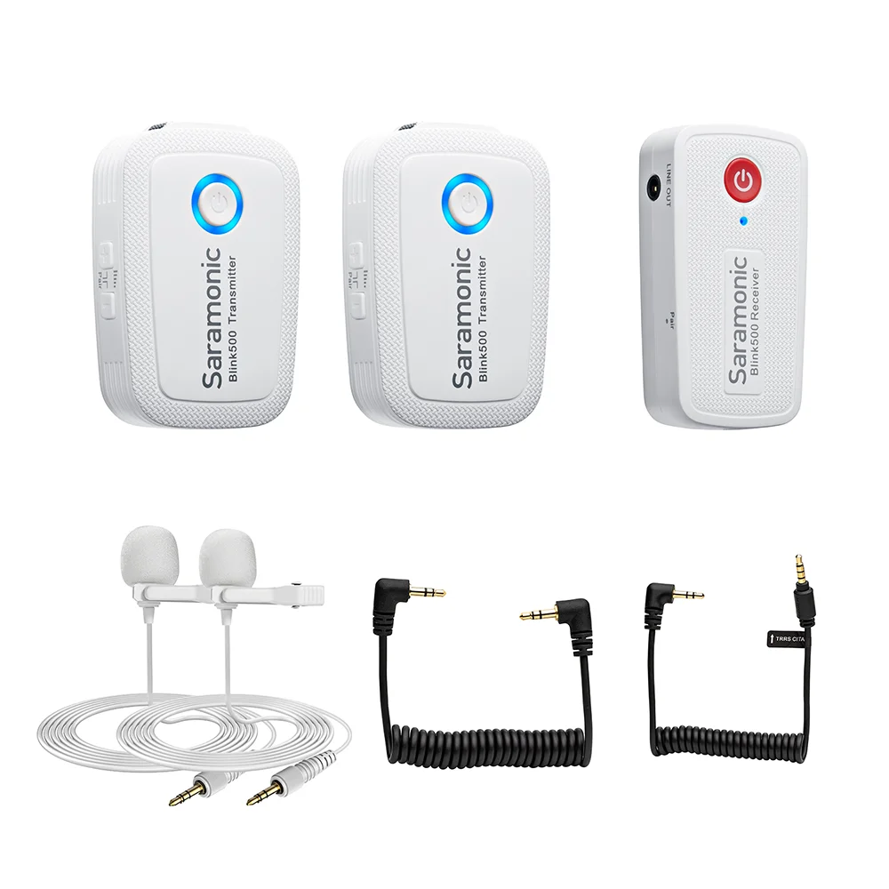 Новый Saramonic Blink500 B1W / B2W Белый 2 4 ГГц Двухканальный беспроводной микрофон с