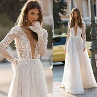 eightree vestido de renda boho wedding dress long sleeve lace wedding gowns bohemian vintage bridal dresses 2021 backless