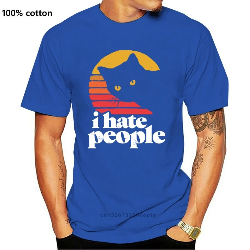 

Новинка смешная винтажная стильная ретро футболка с кошкой I Hate People