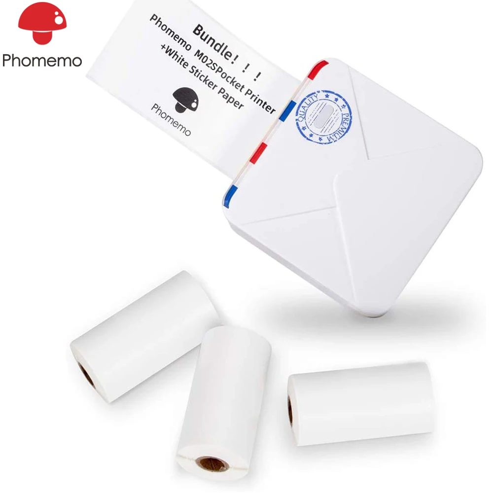 

Phomemo M02S Portable Pocket Thermal Printer Mini Wireless Home Printer Mobile Phone Photo Sticker Label Printers for iphone