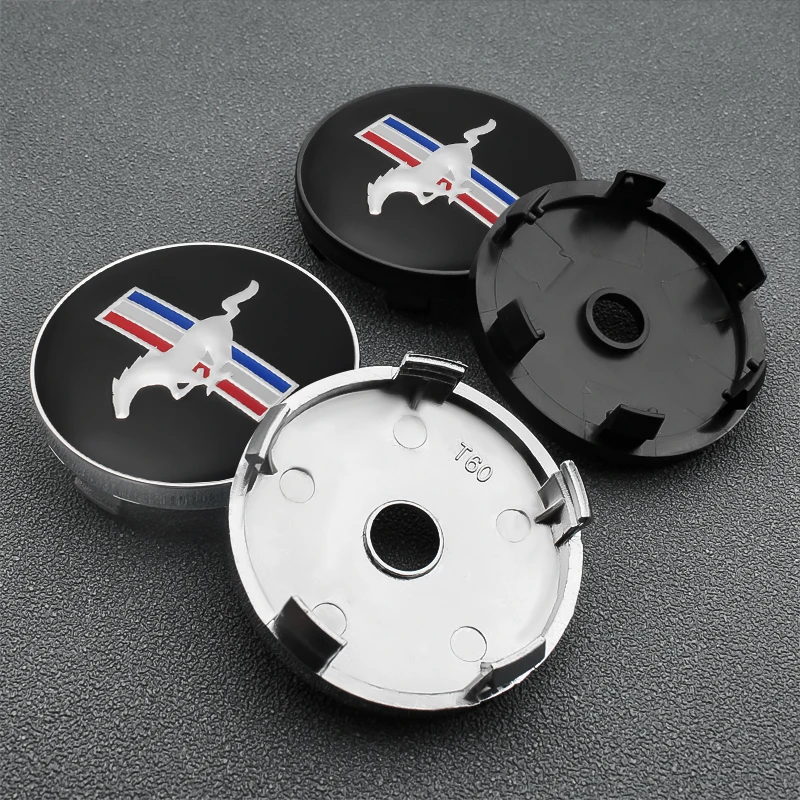 

4pc 60mm 3D Horse Flag Car Wheel Center Hub Caps Badge Emblem Sticker Wheel Dust-proof covers for Ford Mustang Car styling