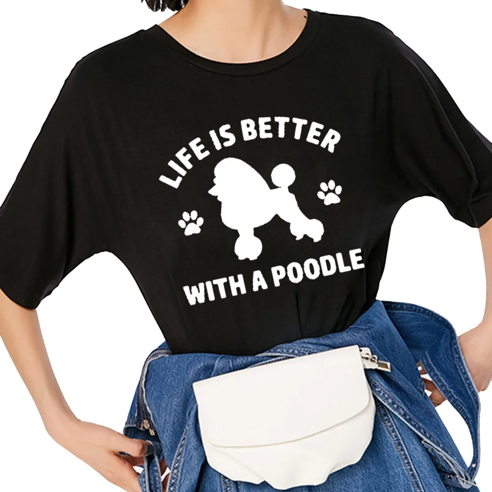 Футболка с пуделей Harajuku женская одежда повседневные топы короткими рукавами