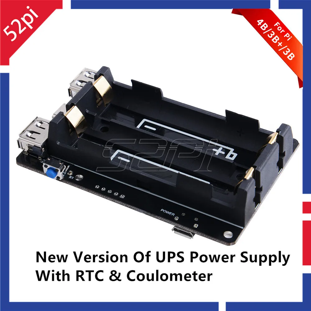 52Pi Оригинал 18650 Φ с RTC & Coulometer Pro устройство питания Расширенный два USB порта для
