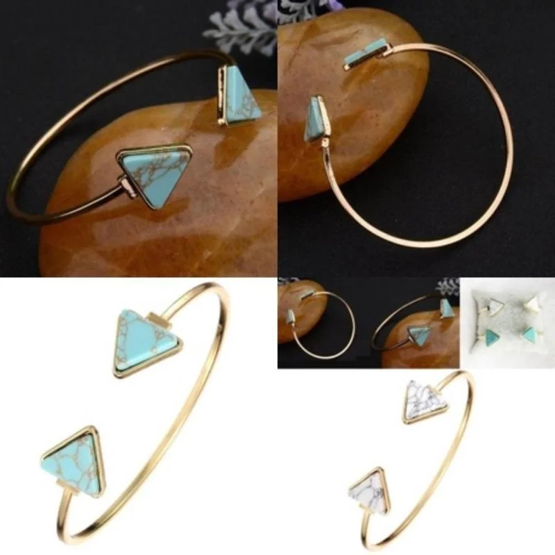 Популярный браслет Pierre Marbre Стильный Браслет Bijoux 2cp rеtro triangle Ouvert подходит для