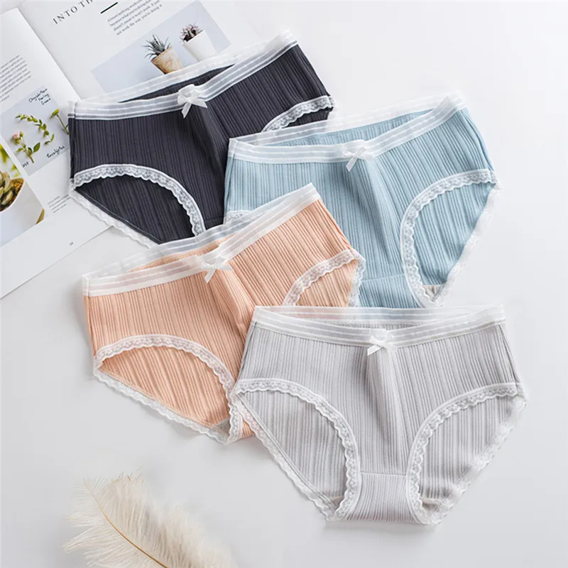 

Cotton Women Panties Comfortable Underwear Lace Mid Waist Briefs Underpants Seamless Breathable Female Intimates Lingeries Panty