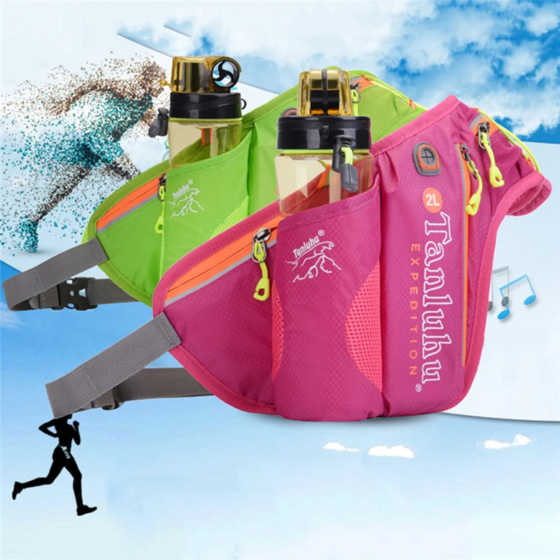 

Reflective Waist Running Bags With Bottle Holder Sports Fanny Pack For Camping/Hiking/Fishing Waist Pack Bags