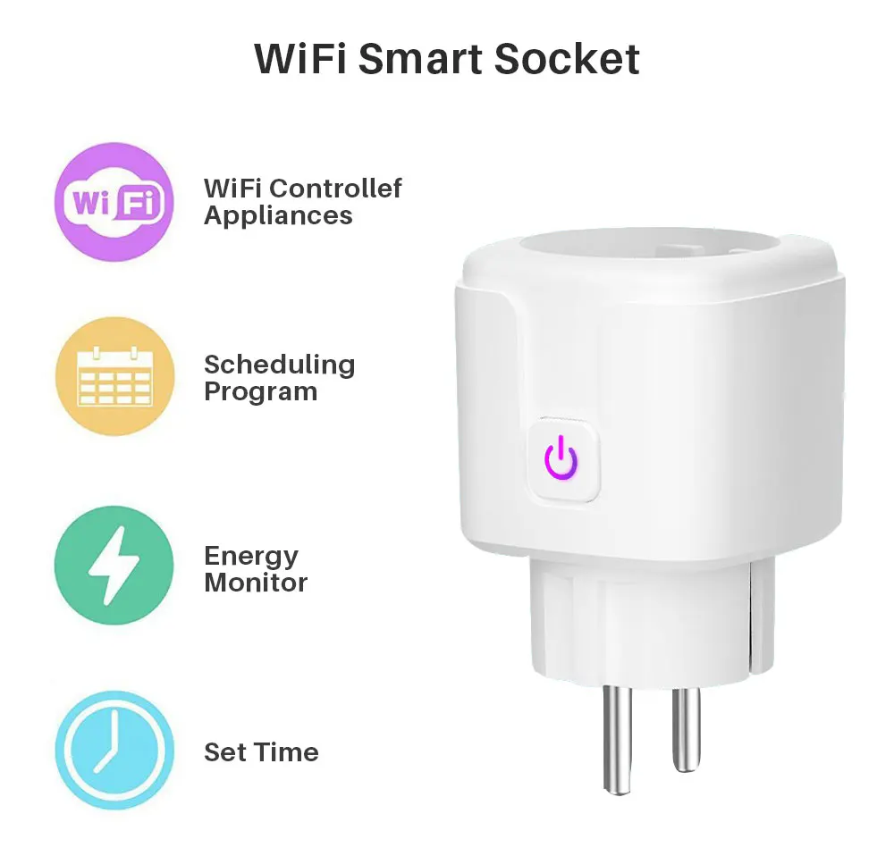 Wi-Fi розетка Smart Plug ЕС 16A ЖК-экраном таймером и Управление Беспроводной Мощность