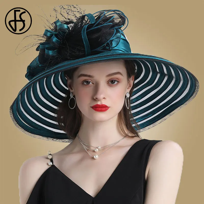 FS чародей органза Шапки большими полями церковь Кентукки шляпа котелок для Для